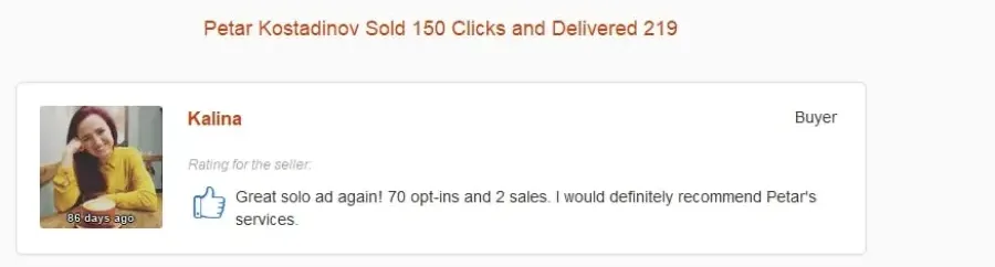 Kalina: 70 opt-ins and 2 sales