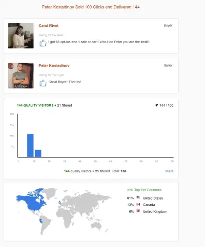Solo ads buyer result screenshot