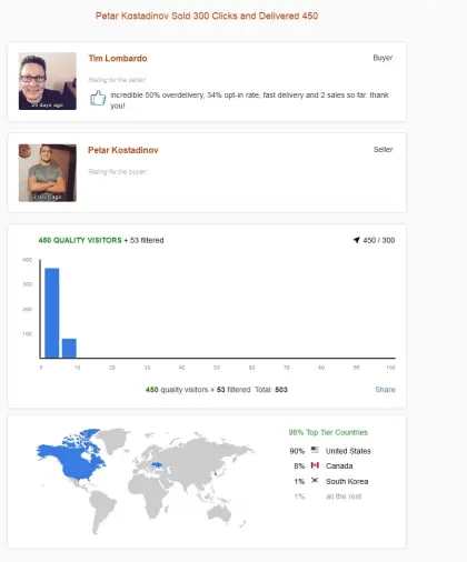 Solo ads buyer result screenshot