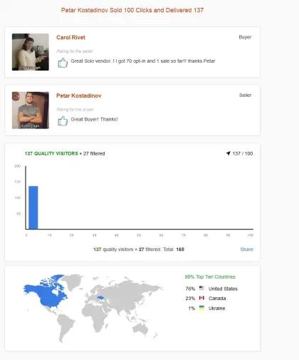 Solo ads buyer result screenshot
