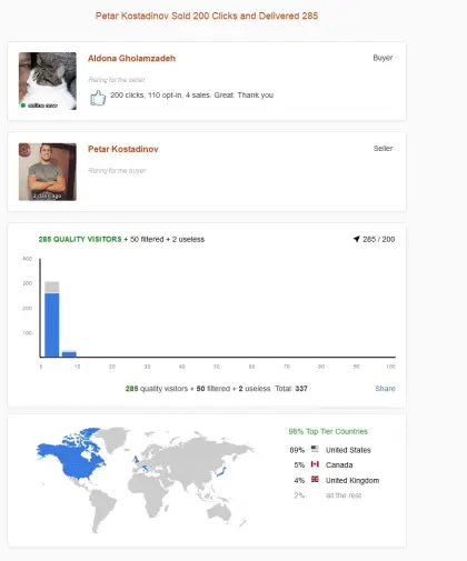 Solo ads buyer result screenshot