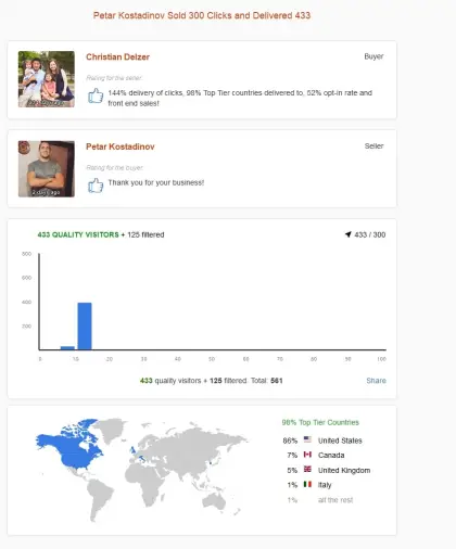 Solo ads buyer result screenshot