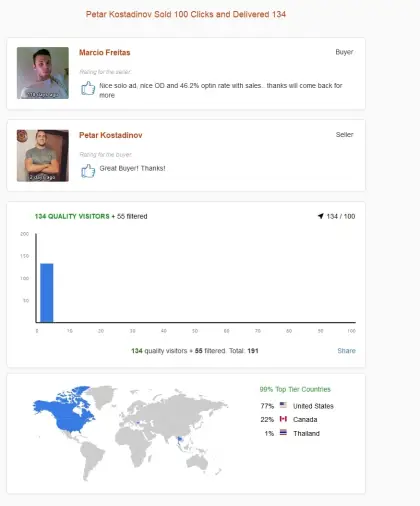 Solo ads buyer result screenshot