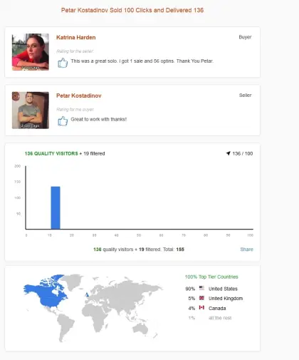 Solo ads buyer result screenshot