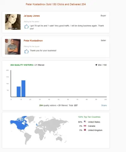 Solo ads buyer result screenshot