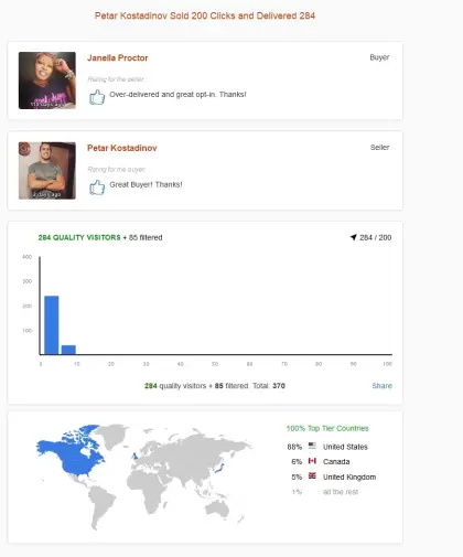 Solo ads buyer result screenshot