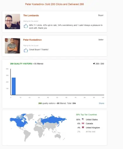 Solo ads buyer result screenshot