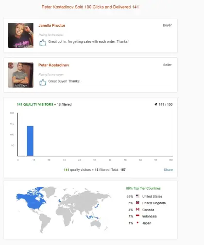 Solo ads buyer result screenshot