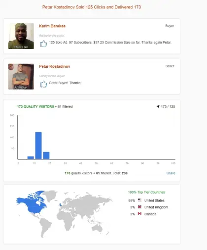 Solo ads buyer result screenshot